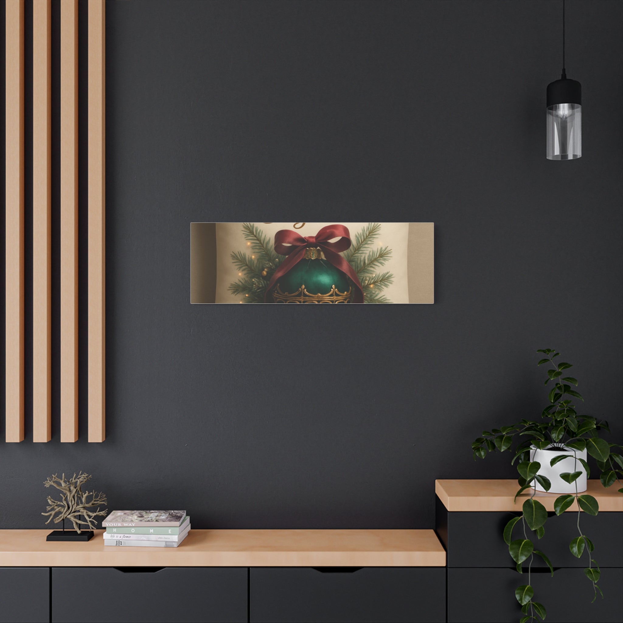 Festive Elegance Christmas Canvas Wall Art — Green Ornament Holiday Decor