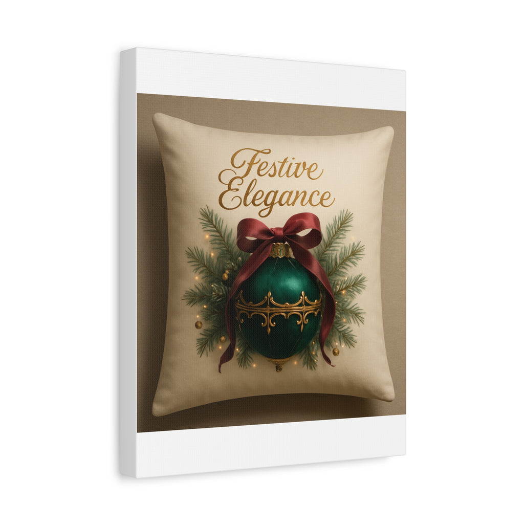 Festive Elegance Christmas Canvas Wall Art — Green Ornament Holiday Decor