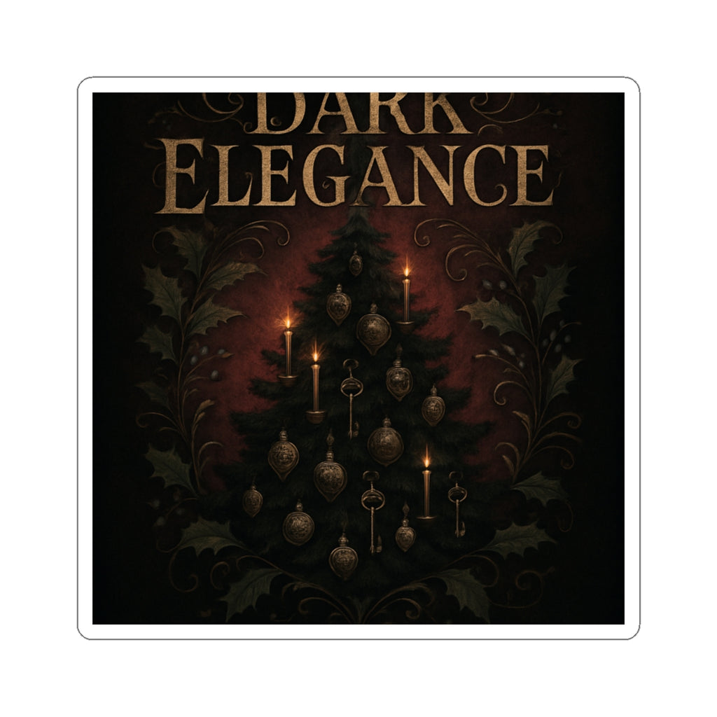 Dark Elegance Christmas Tree Sticker — Gothic Holiday Kiss-Cut Decal