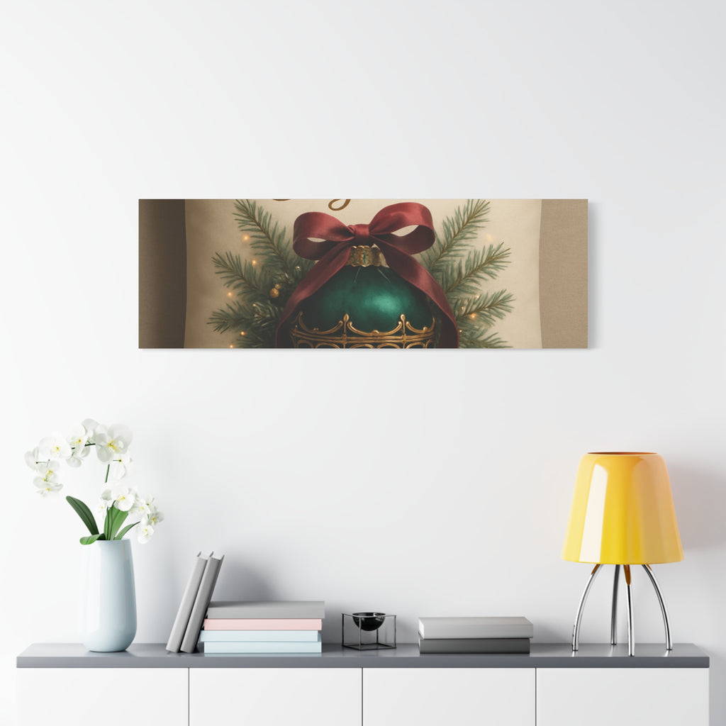 Festive Elegance Christmas Canvas Wall Art — Green Ornament Holiday Decor