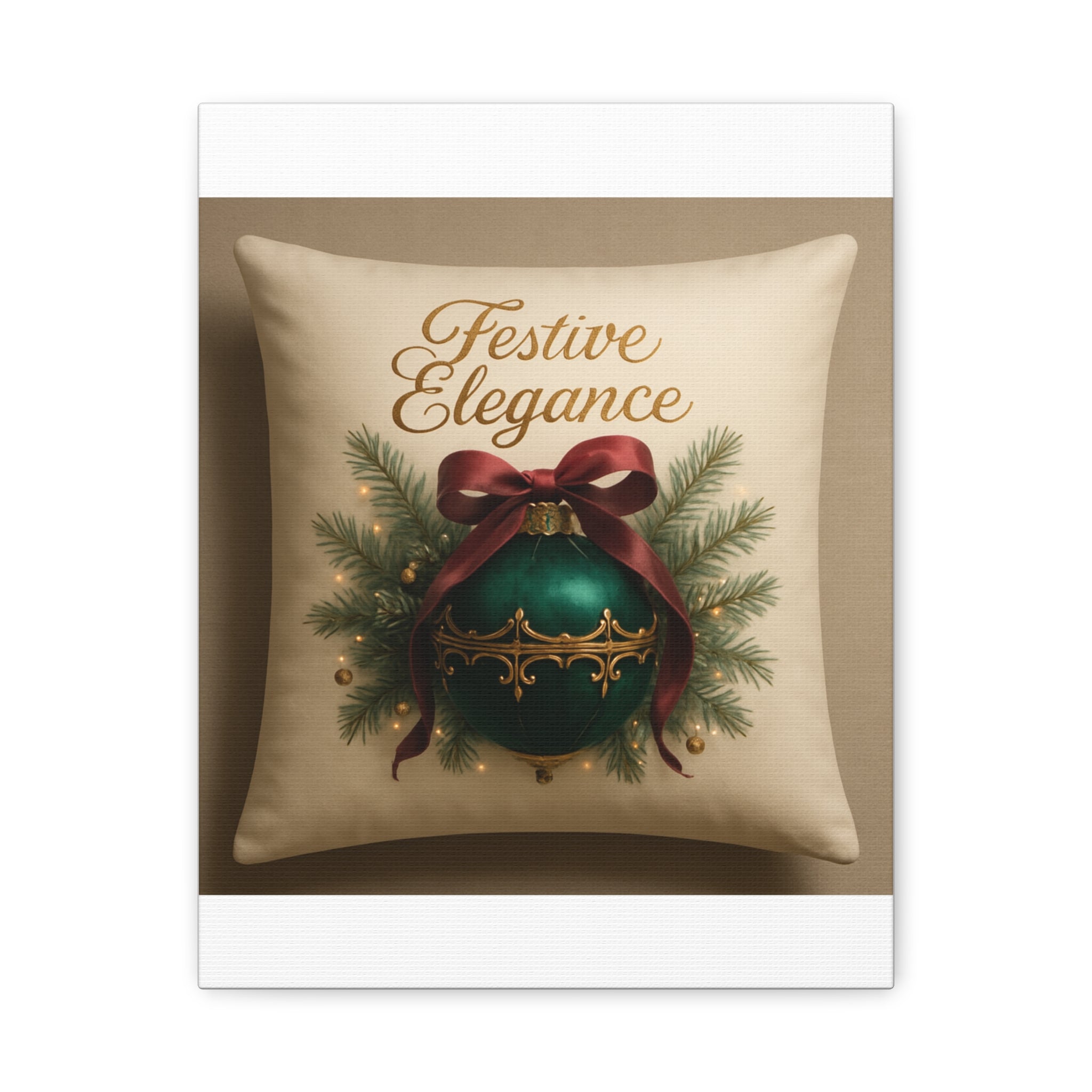 Festive Elegance Christmas Canvas Wall Art — Green Ornament Holiday Decor
