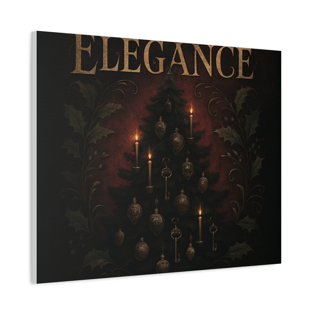 Elegance Christmas Canvas Wall Art — Vintage Candlelit Tree Matte Stretched Print