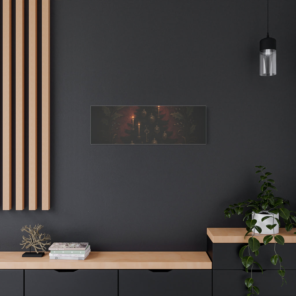 Elegance Christmas Canvas Wall Art — Vintage Candlelit Tree Matte Stretched Print