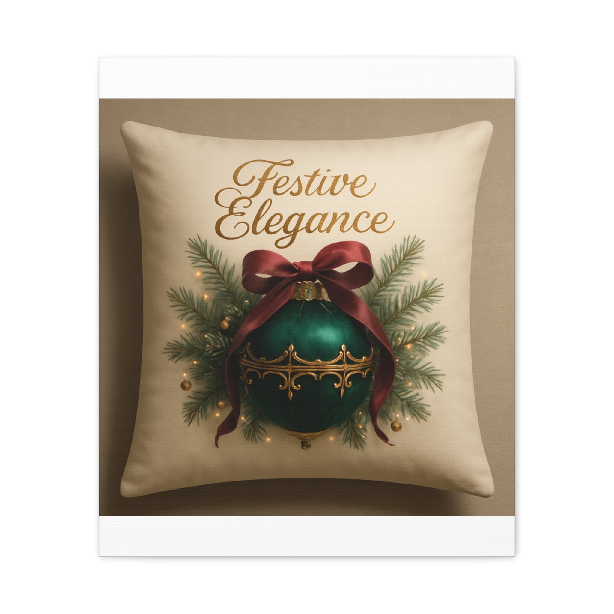 Festive Elegance Christmas Canvas Wall Art — Green Ornament Holiday Decor