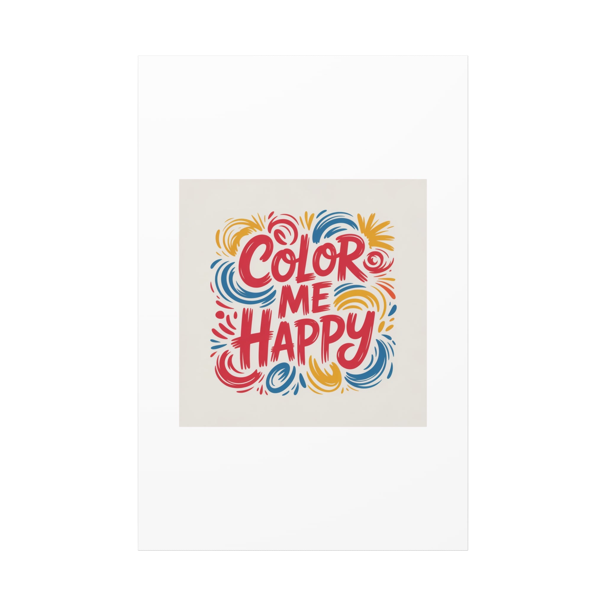 Color Me Happy Canvas Wall Art — Bright Hand-Lettered Inspirational Print