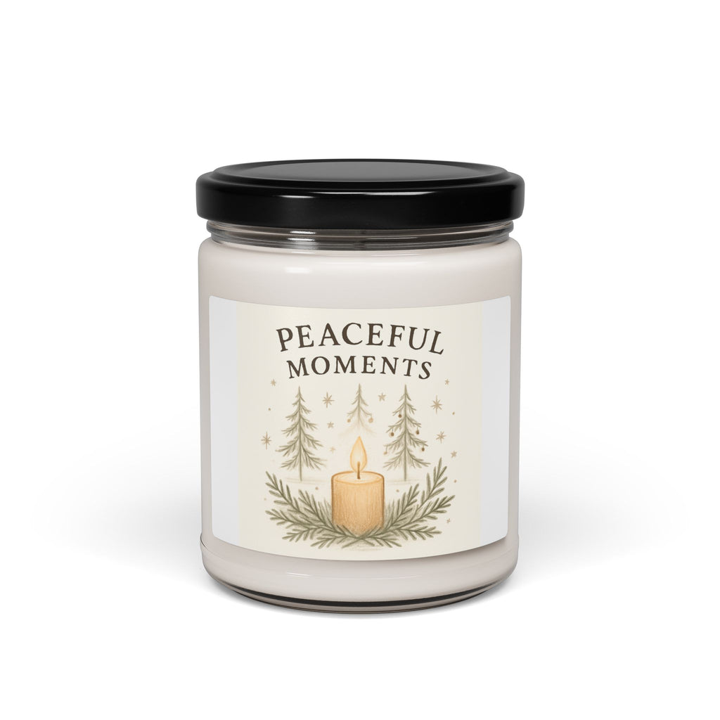 Peaceful Moments 9oz Soy Candle — Pine & Warm Vanilla Scented Jar