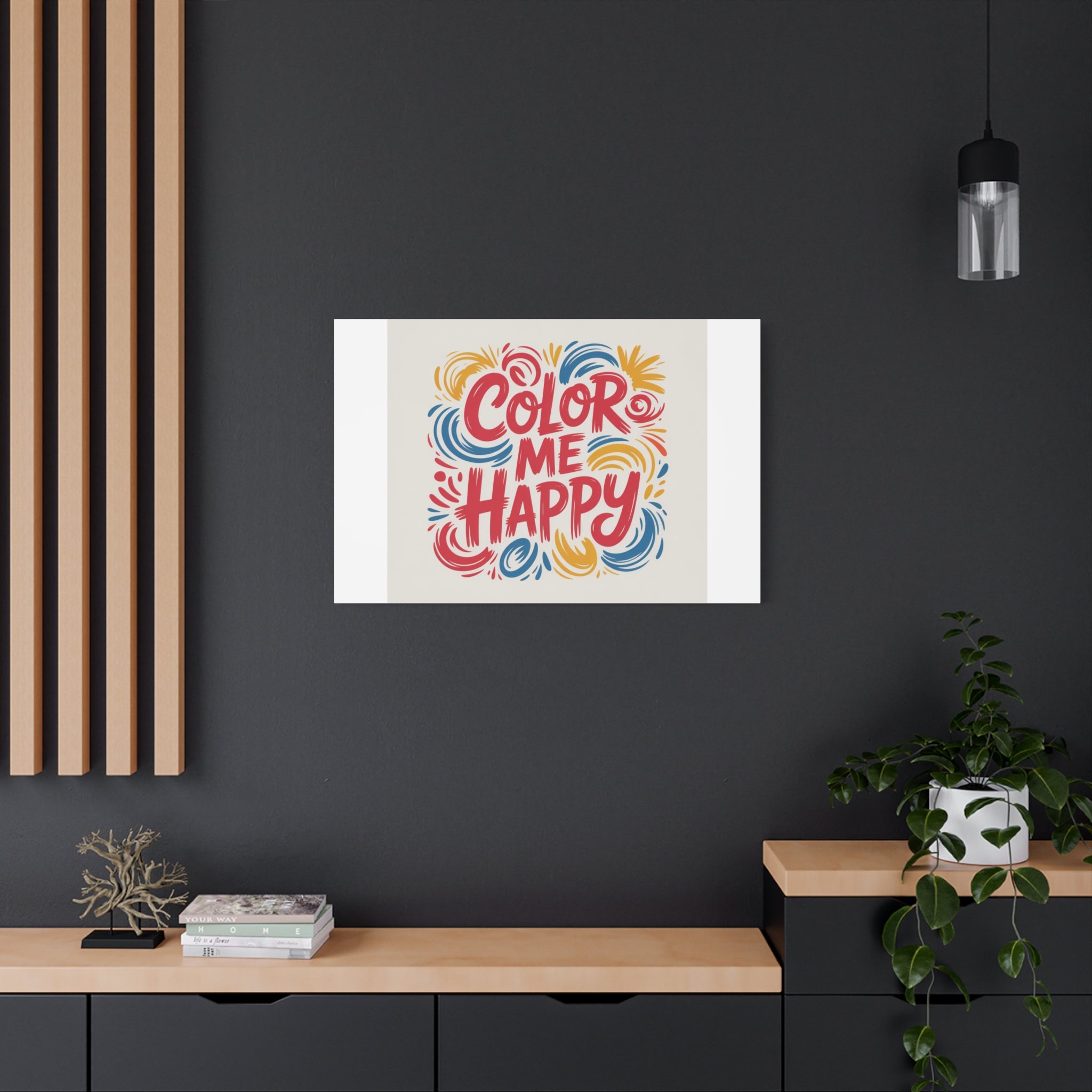 Color Me Happy Canvas Wall Art — Bright Hand-Lettered Inspirational Print
