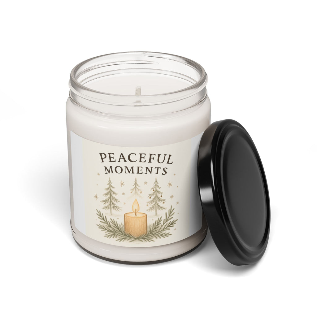 Peaceful Moments 9oz Soy Candle — Pine & Warm Vanilla Scented Jar