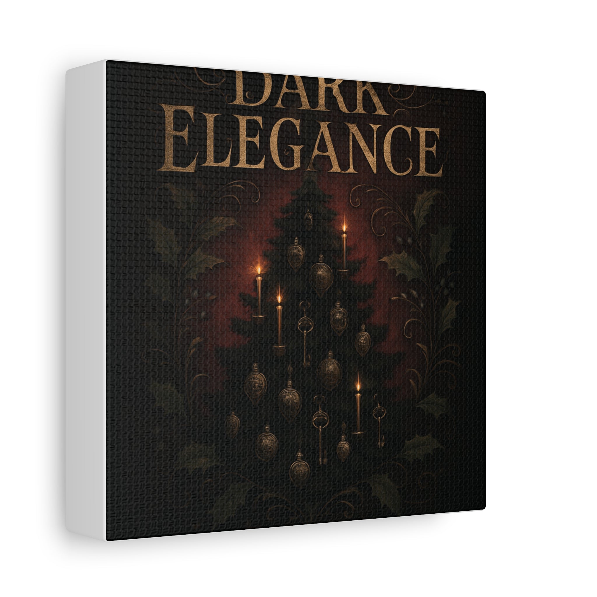 Elegance Christmas Canvas Wall Art — Vintage Candlelit Tree Matte Stretched Print