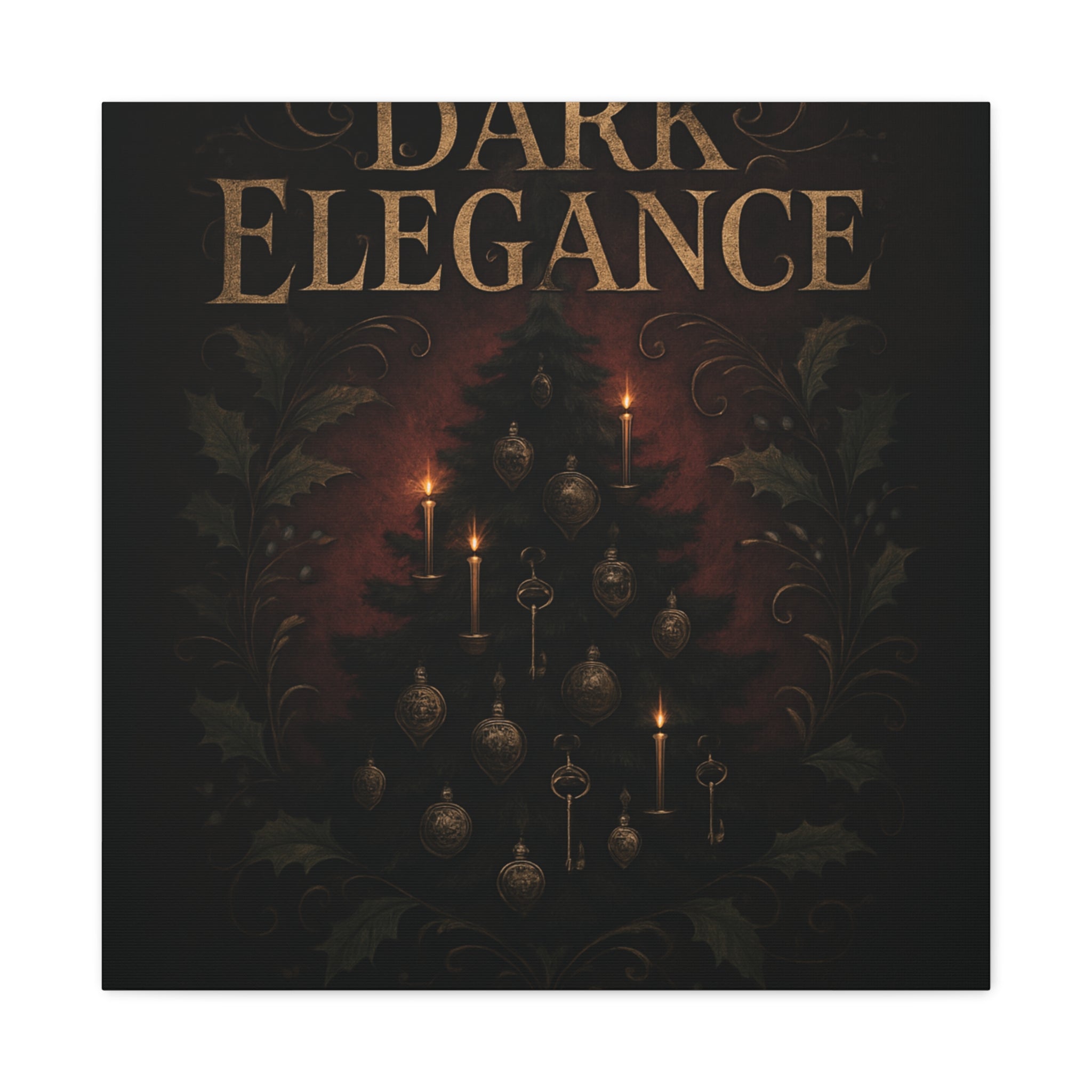 Elegance Christmas Canvas Wall Art — Vintage Candlelit Tree Matte Stretched Print