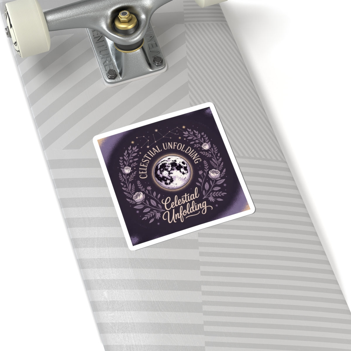 Celestial Unfolding Moon Sticker — Mystical Floral Laptop Decal