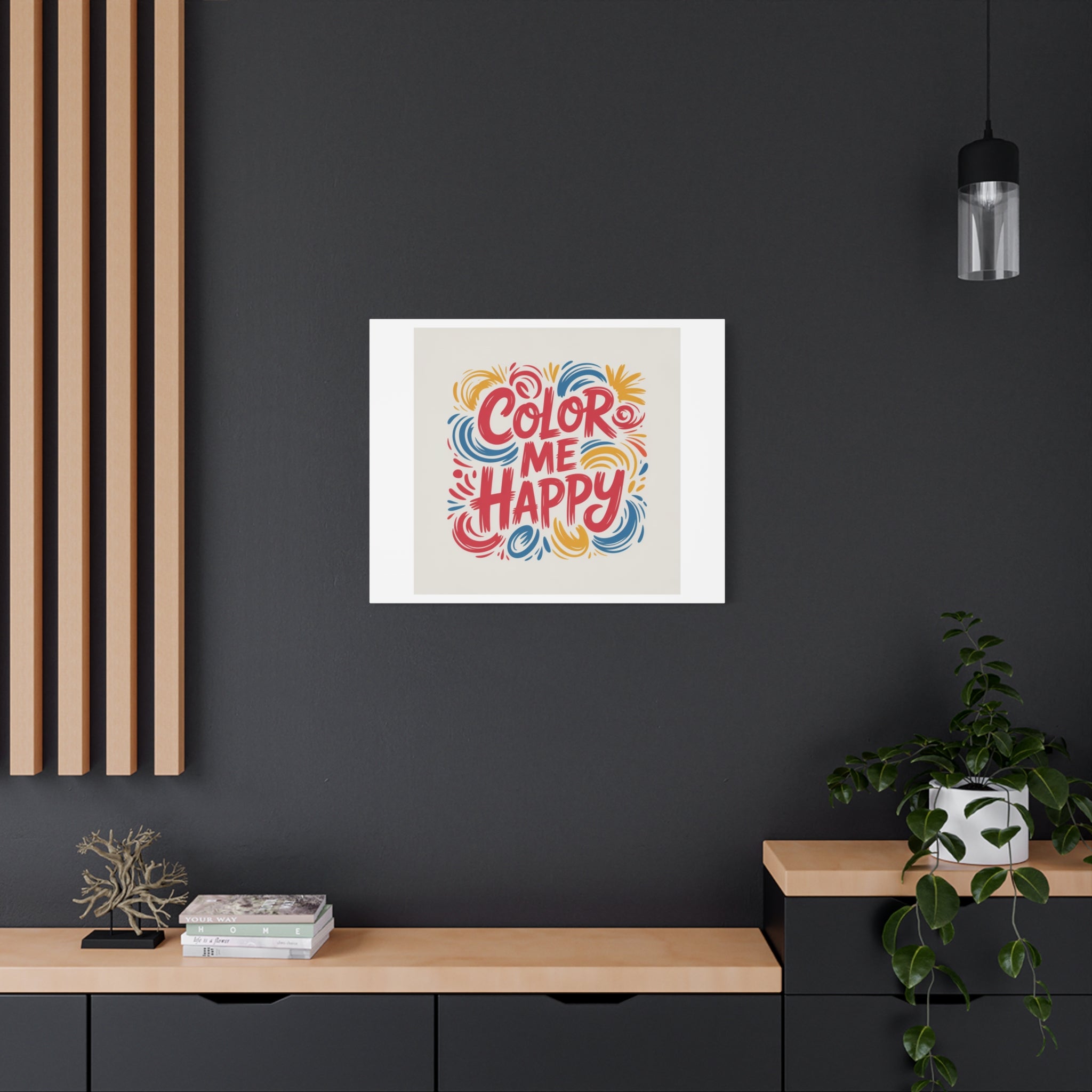 Color Me Happy Canvas Wall Art — Bright Hand-Lettered Inspirational Print