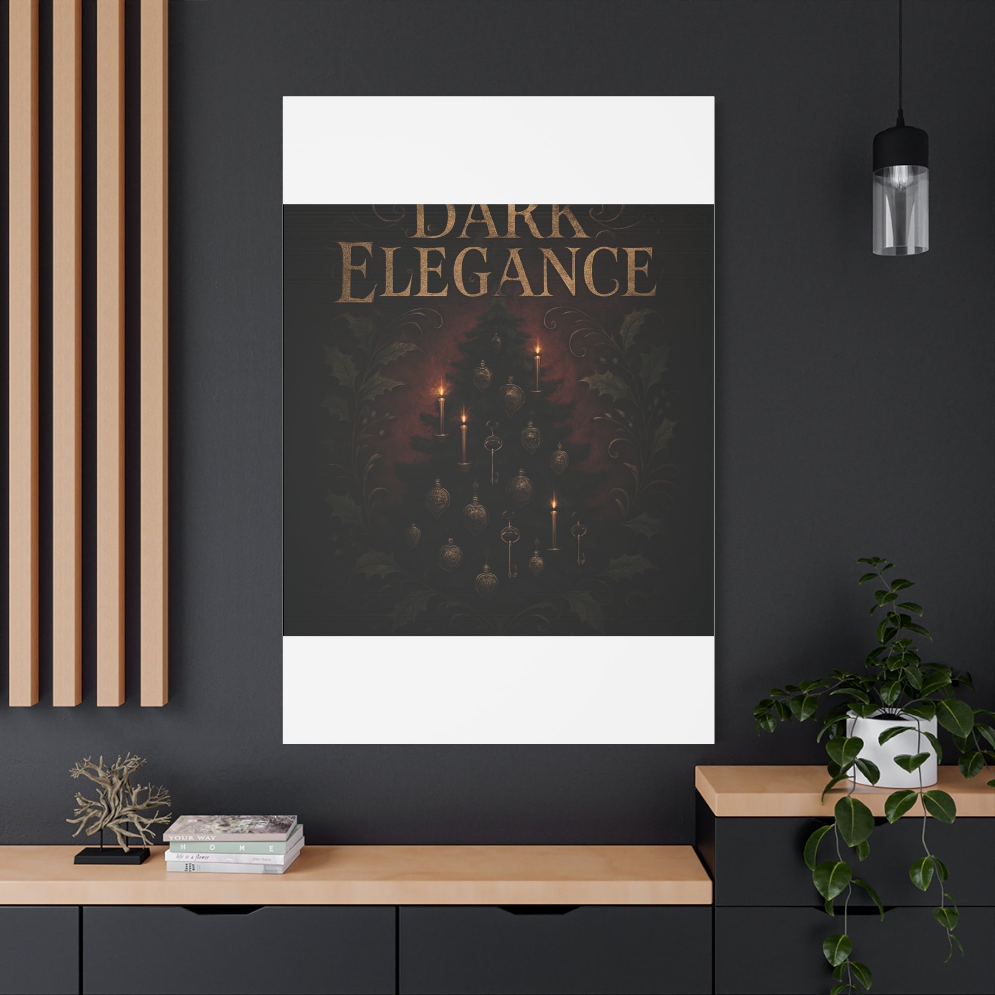 Elegance Christmas Canvas Wall Art — Vintage Candlelit Tree Matte Stretched Print