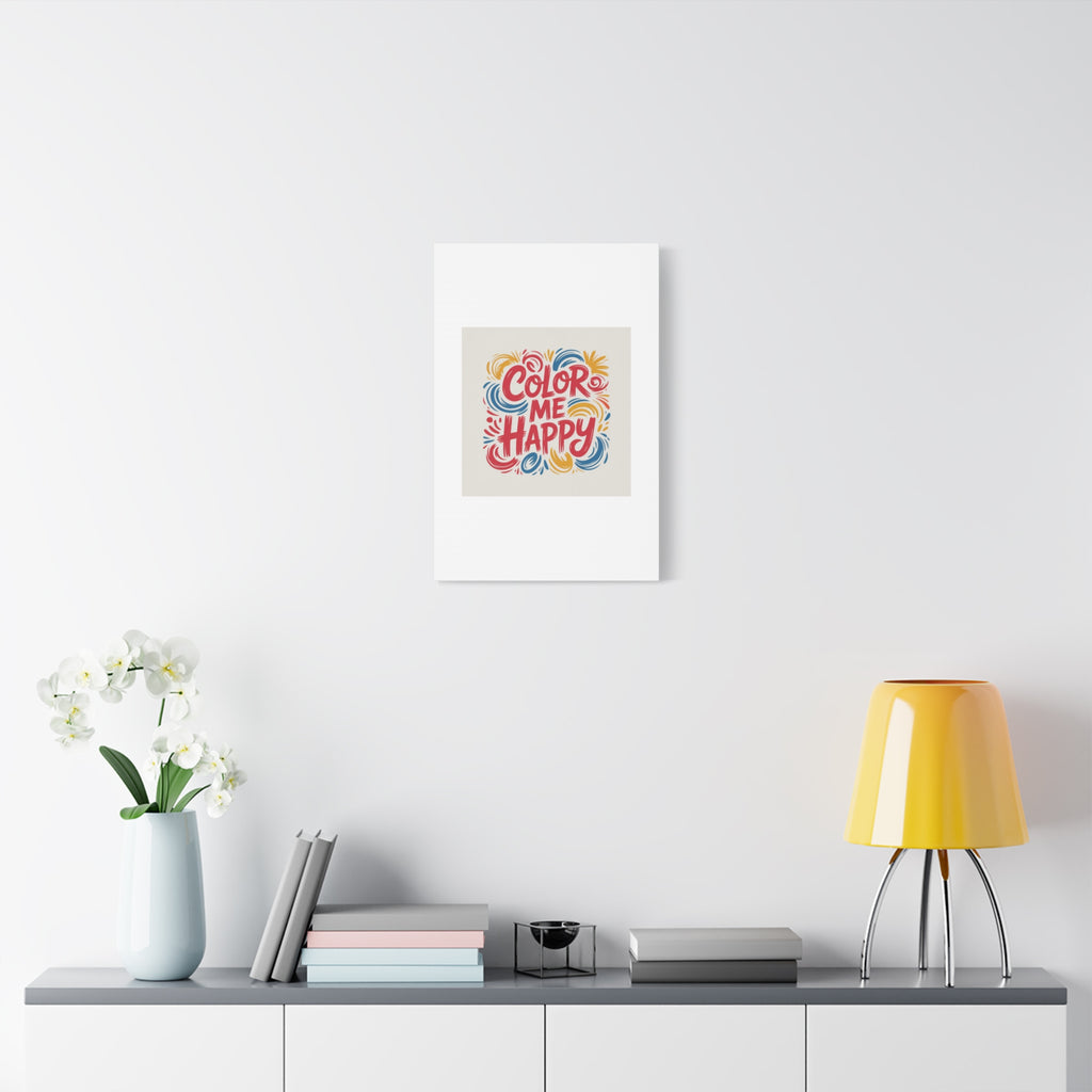 Color Me Happy Canvas Wall Art — Bright Hand-Lettered Inspirational Print