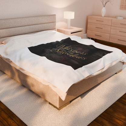 Whispers in Shadows Velveteen Plush Blanket — Dark Floral Gothic Cozy Throw