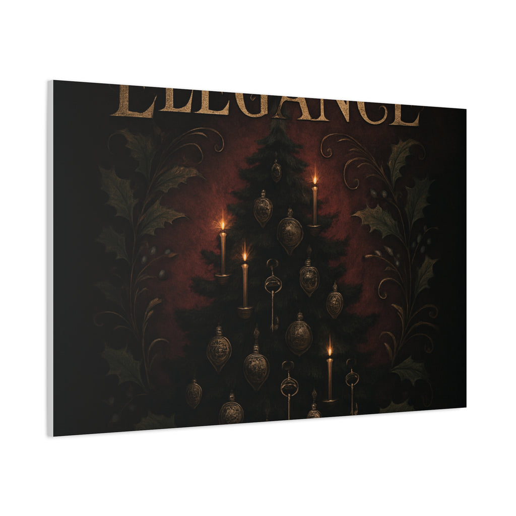 Elegance Christmas Canvas Wall Art — Vintage Candlelit Tree Matte Stretched Print