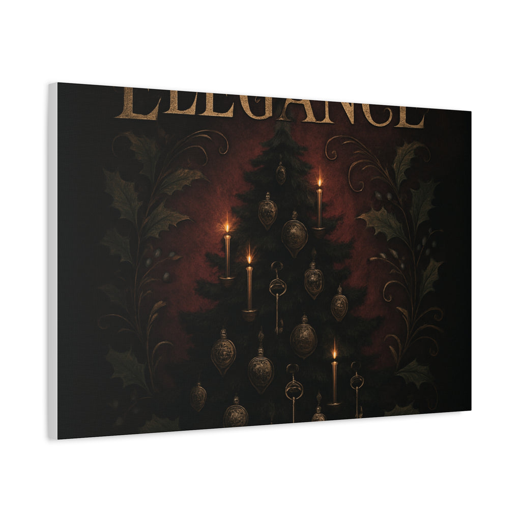 Elegance Christmas Canvas Wall Art — Vintage Candlelit Tree Matte Stretched Print