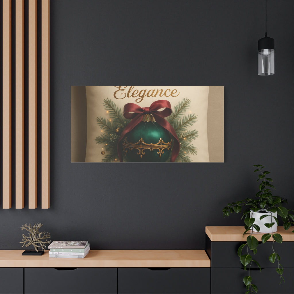 Festive Elegance Christmas Canvas Wall Art — Green Ornament Holiday Decor