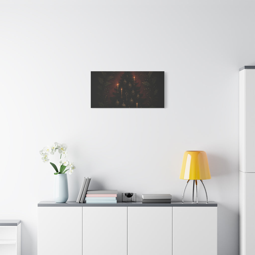 Elegance Christmas Canvas Wall Art — Vintage Candlelit Tree Matte Stretched Print