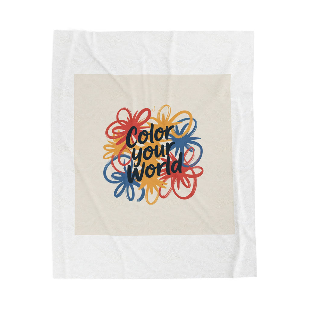 Velveteen Plush Blanket — "Color Your World" Cozy Throw
