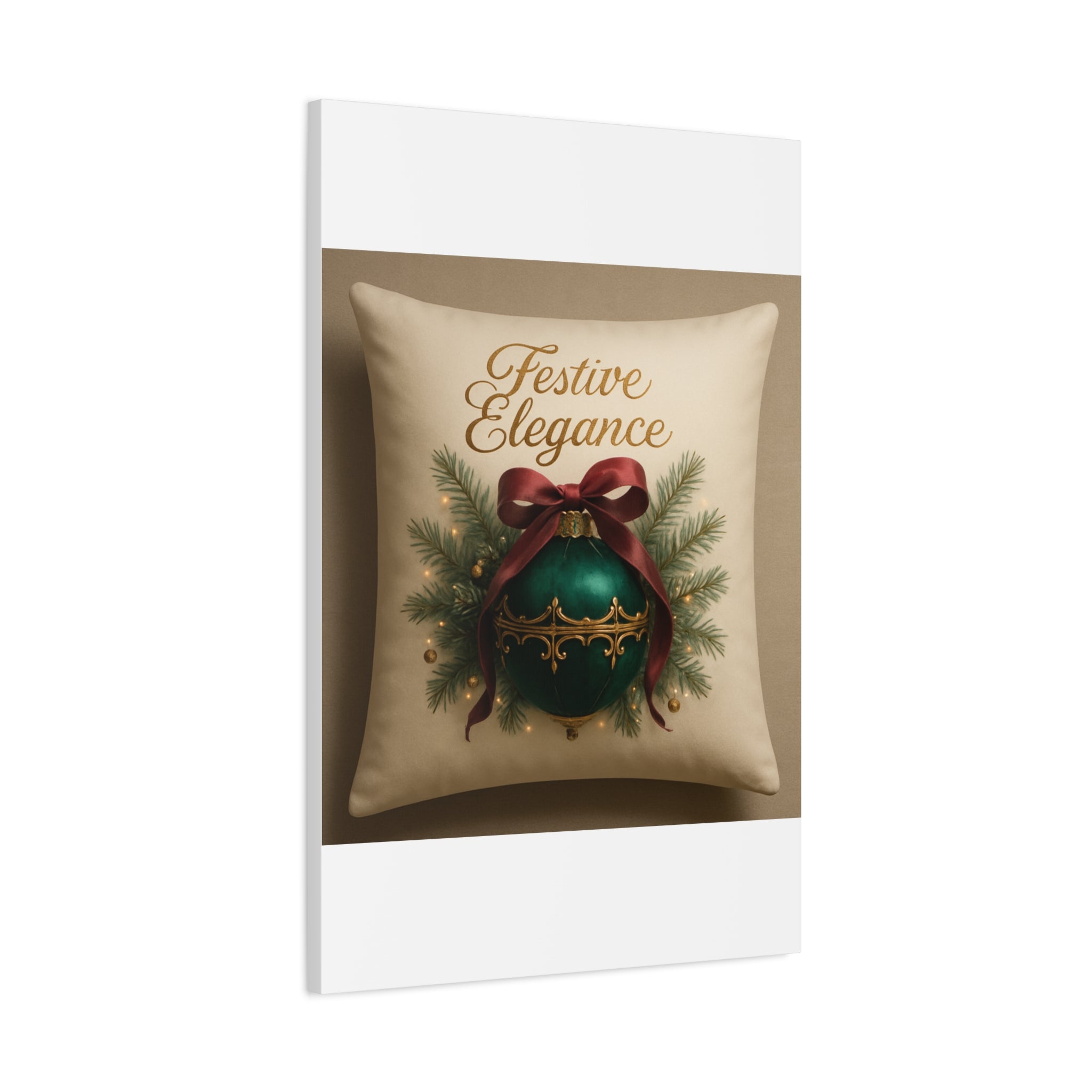 Festive Elegance Christmas Canvas Wall Art — Green Ornament Holiday Decor