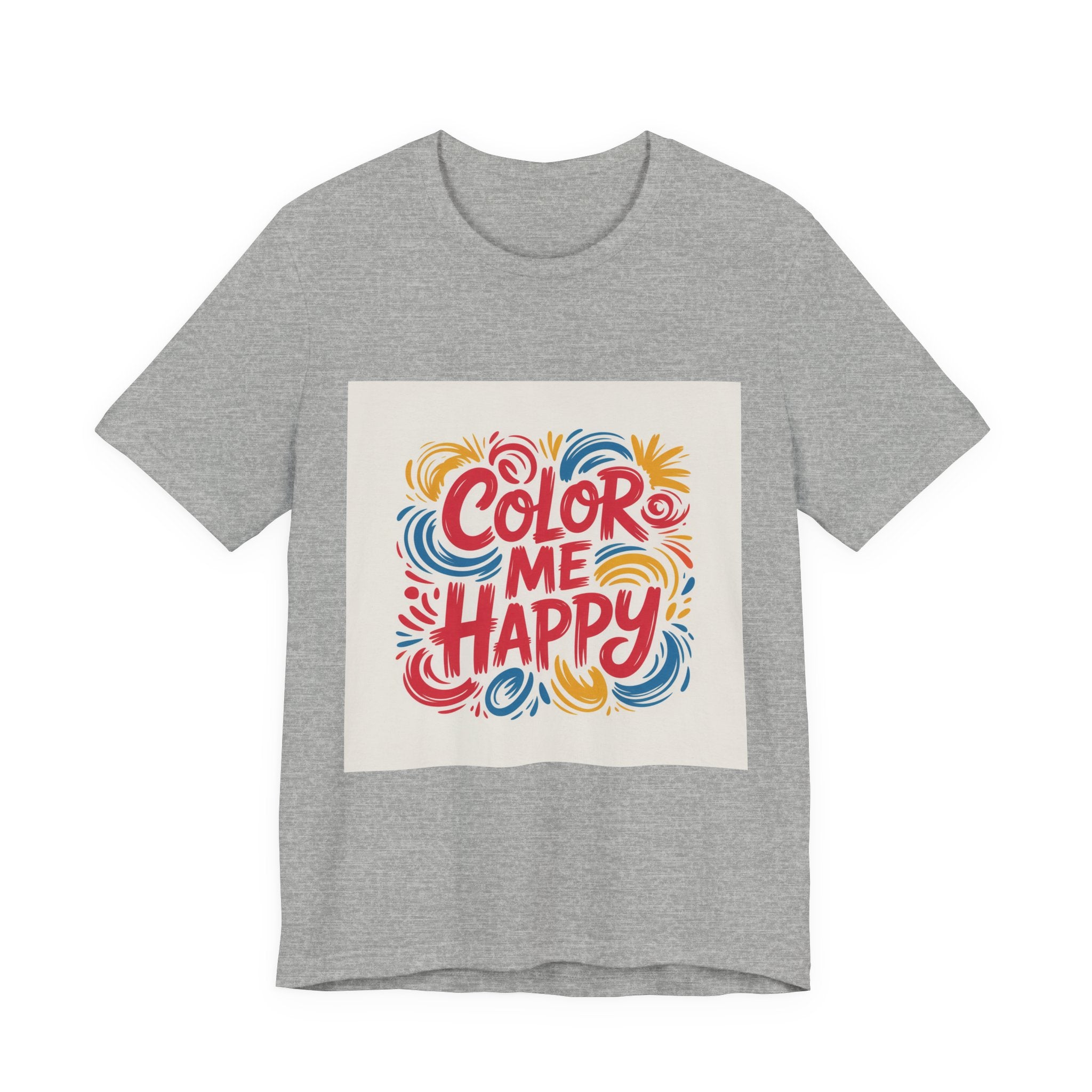 Color Me Happy Graphic Tee — Bright Swirl Typography T‑Shirt