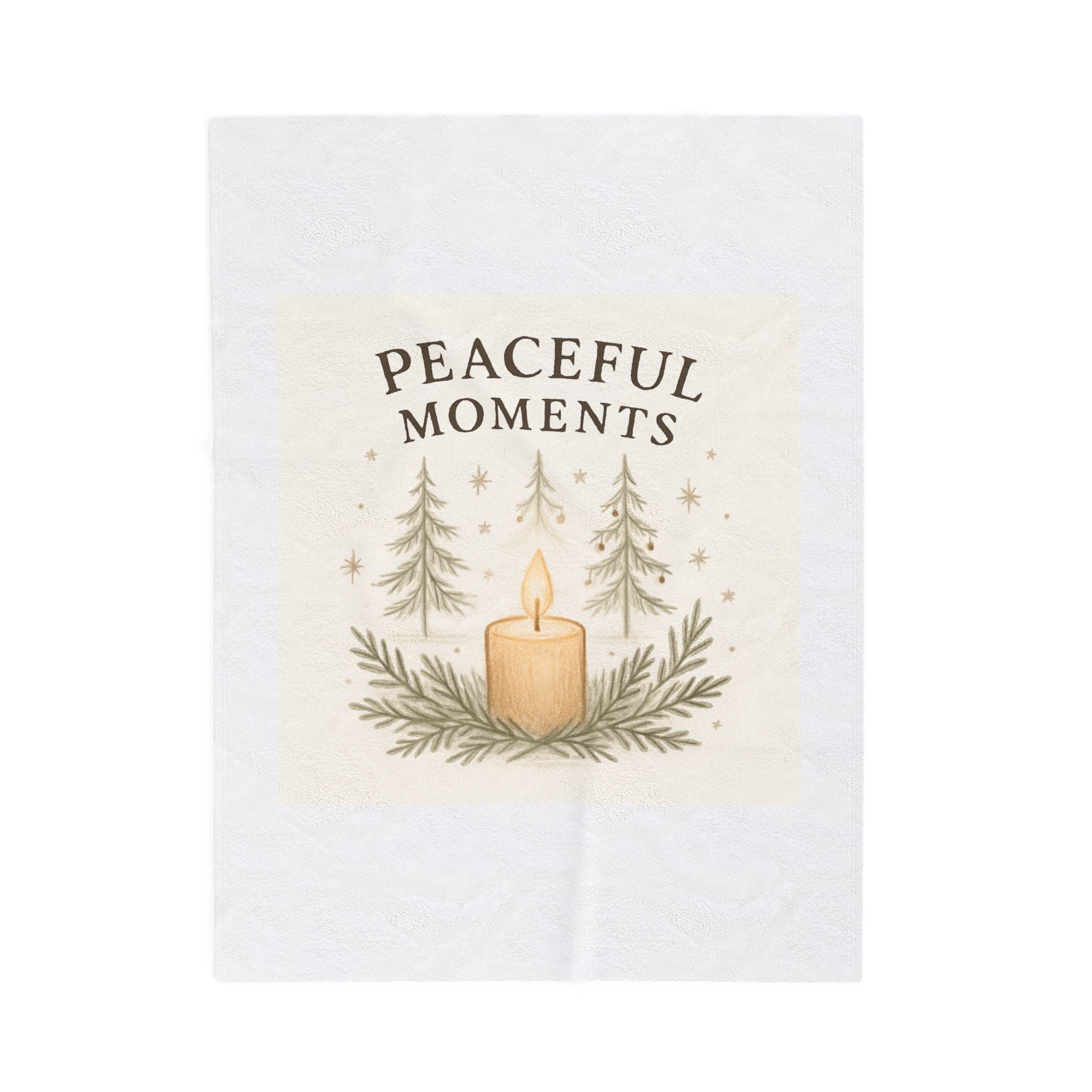 Peaceful Moments Velveteen Plush Blanket — Cozy Candle & Pine Winter Throw