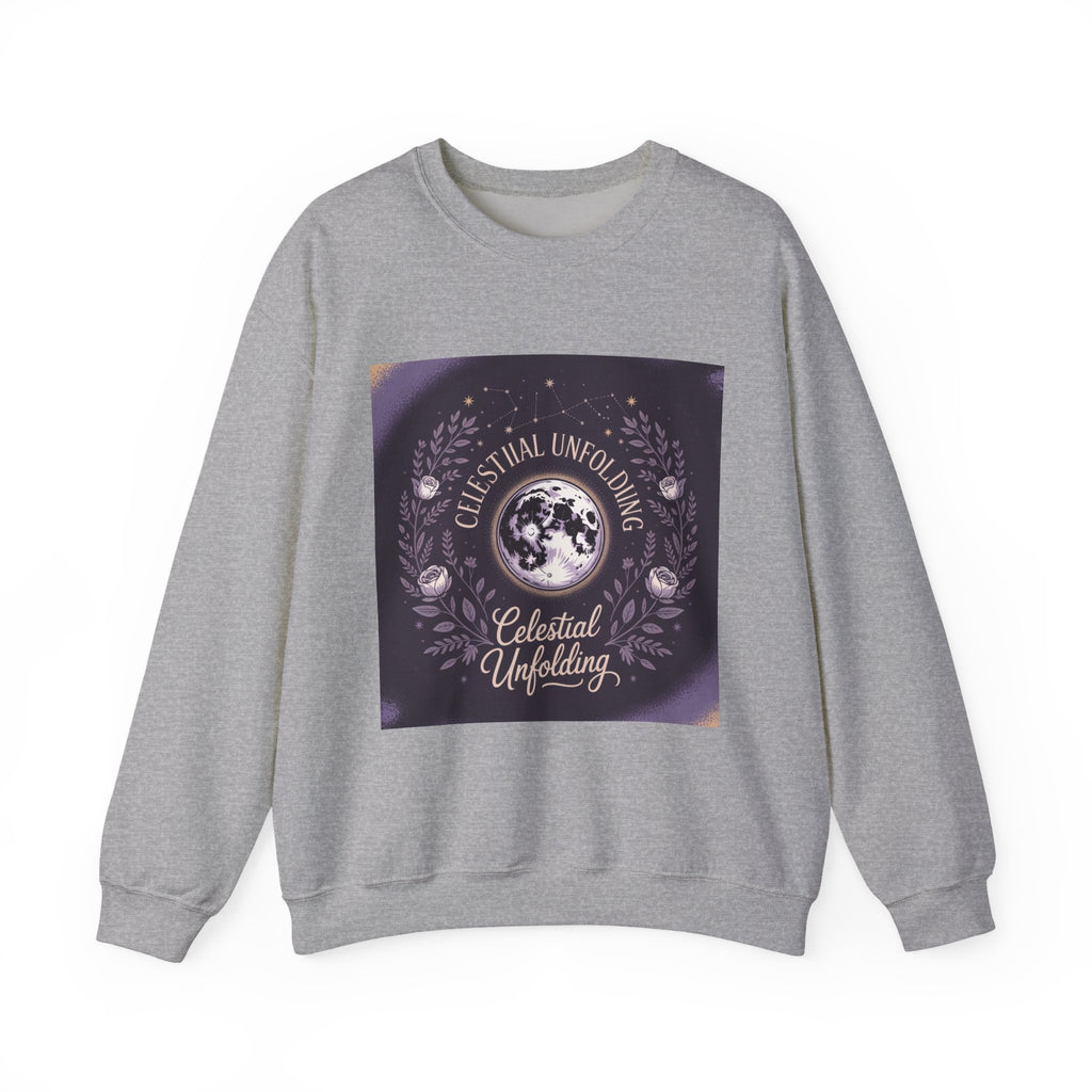 Celestial Unfolding Sweatshirt — Moon Phase Graphic Crewneck