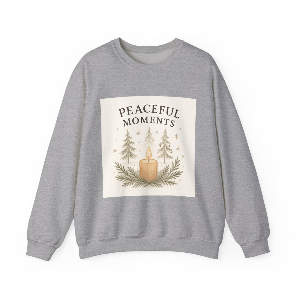 Peaceful Moments Candle Sweatshirt — Cozy Holiday Forest Crewneck