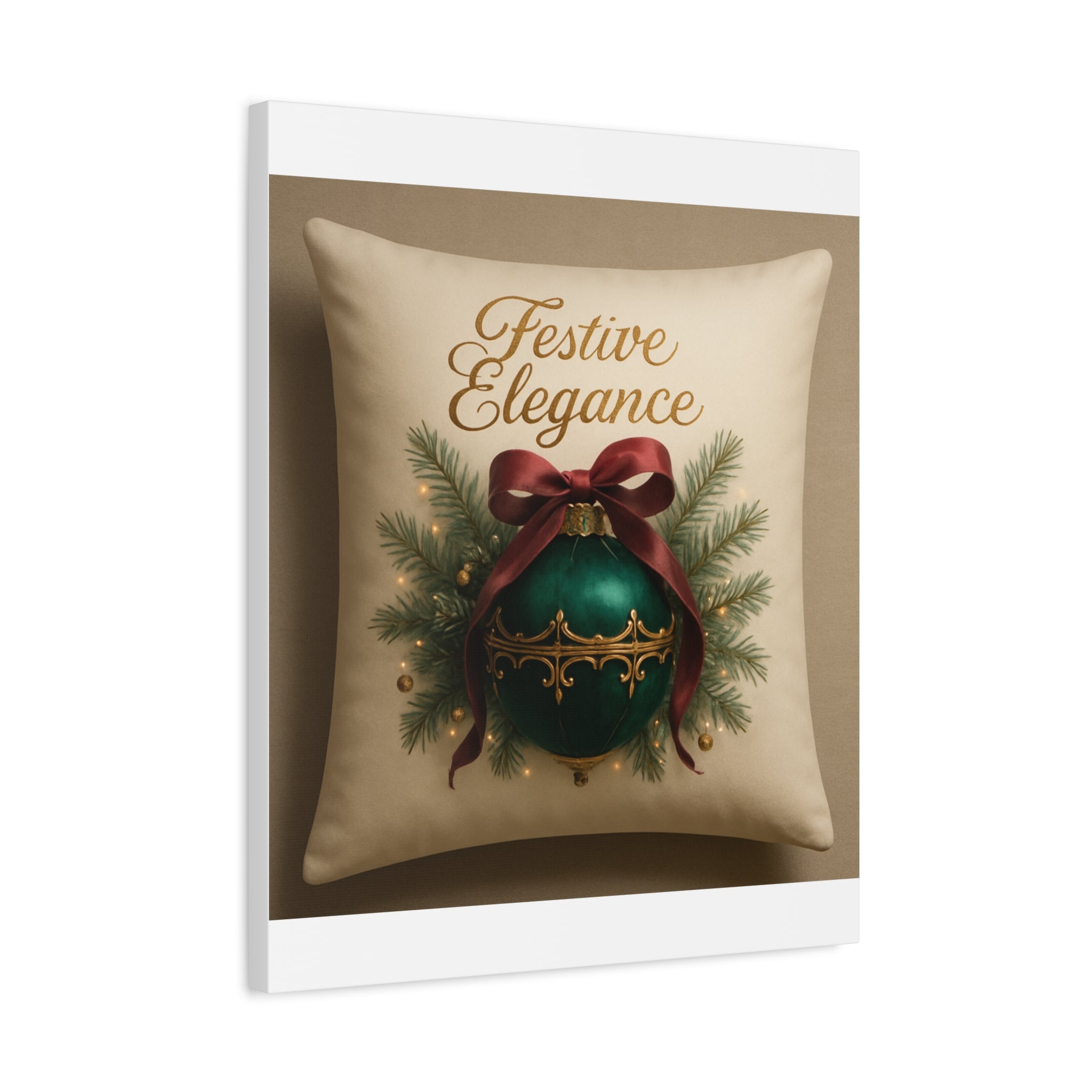 Festive Elegance Christmas Canvas Wall Art — Green Ornament Holiday Decor