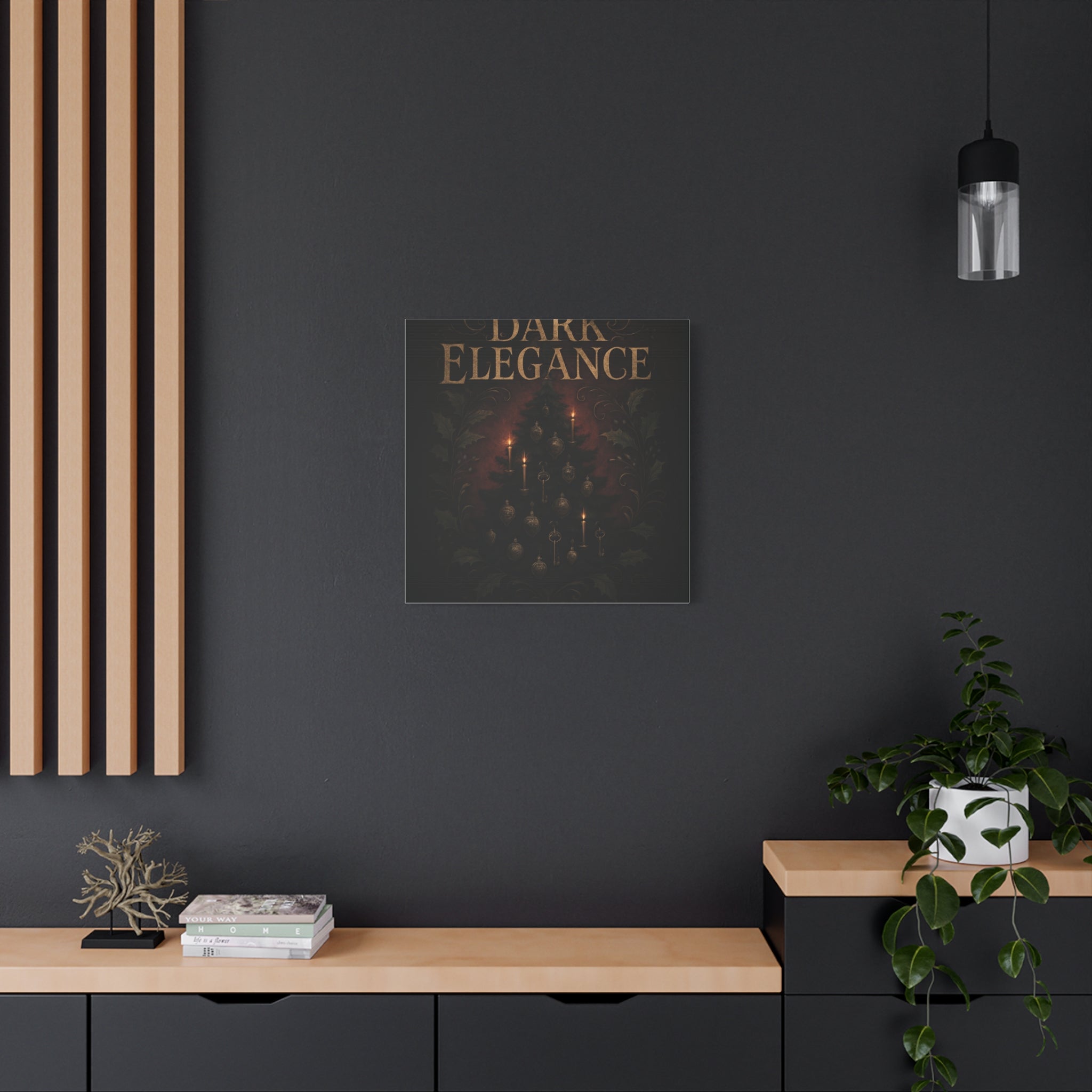 Elegance Christmas Canvas Wall Art — Vintage Candlelit Tree Matte Stretched Print