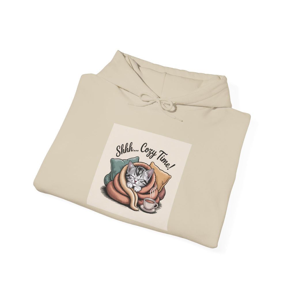Cat Nap Hoodie – "Shh... Cozy Time!" Cute Sleeping Cat Graphic Sweatshirt