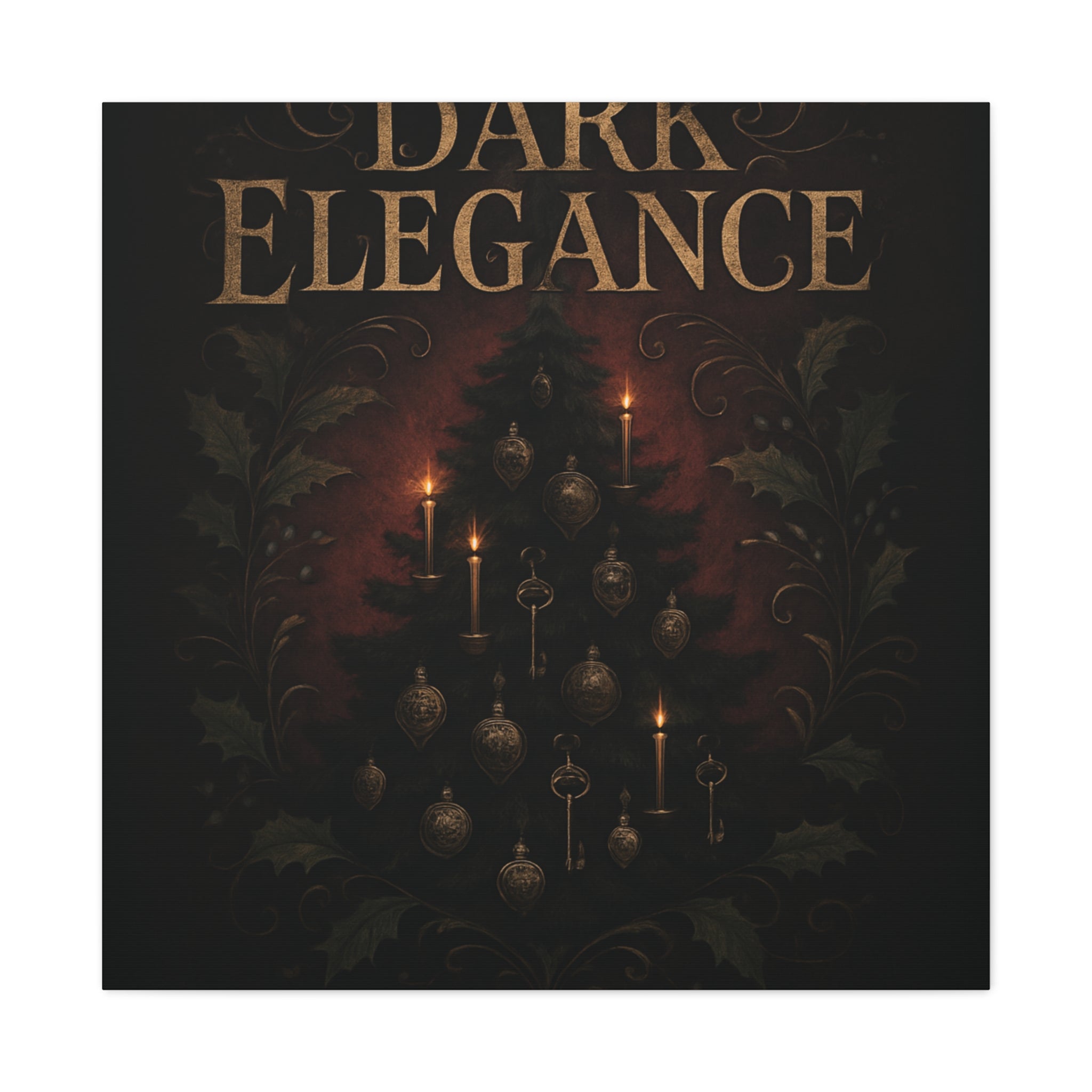 Elegance Christmas Canvas Wall Art — Vintage Candlelit Tree Matte Stretched Print