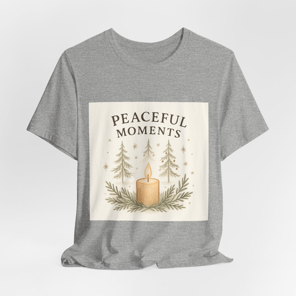 Peaceful Moments Candle Tee – Forest Pines Holiday Graphic T-Shirt