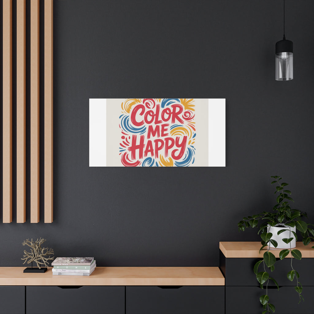 Color Me Happy Canvas Wall Art — Bright Hand-Lettered Inspirational Print