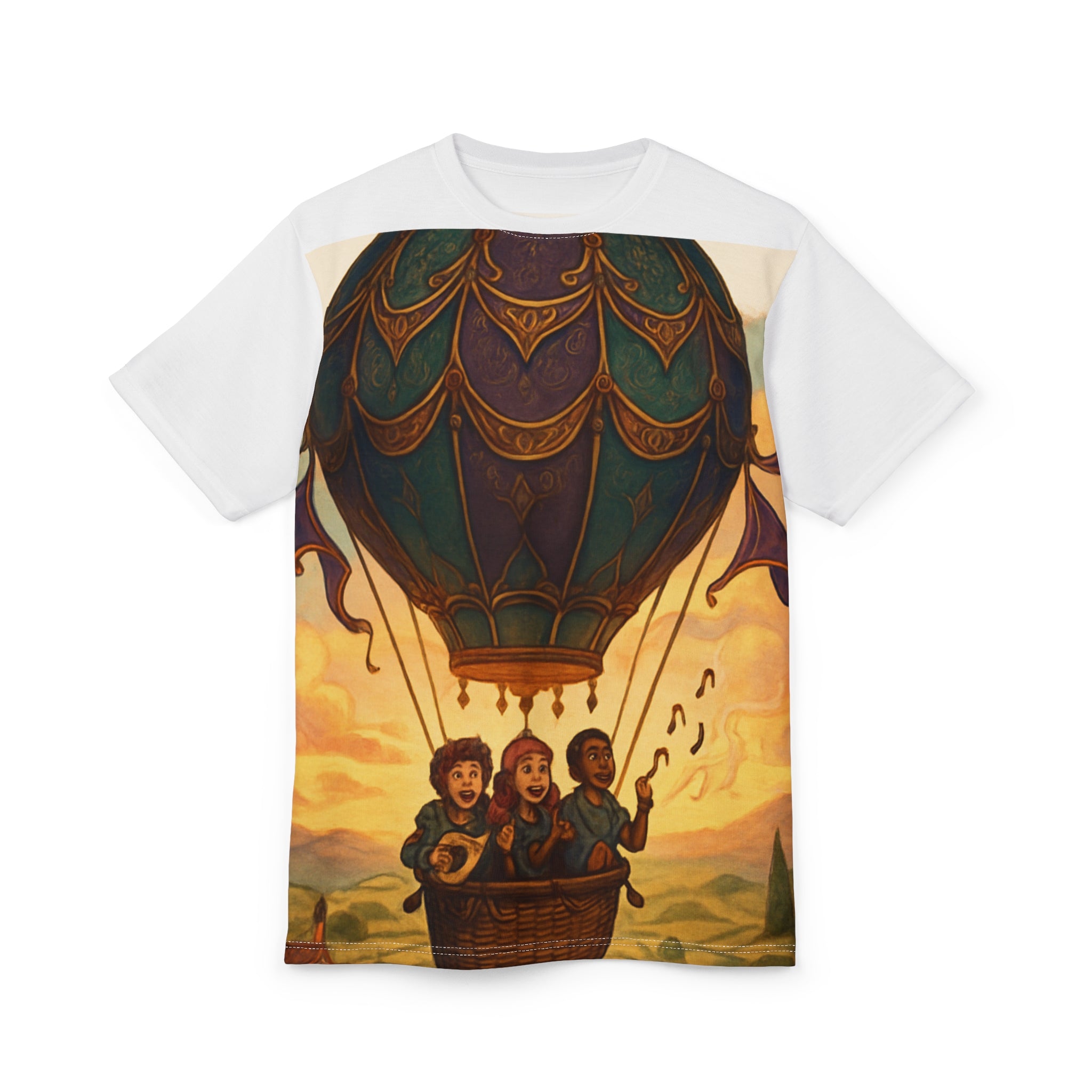 Hot Air Balloon Adventure Tee — Illustrated Singing Trio Print