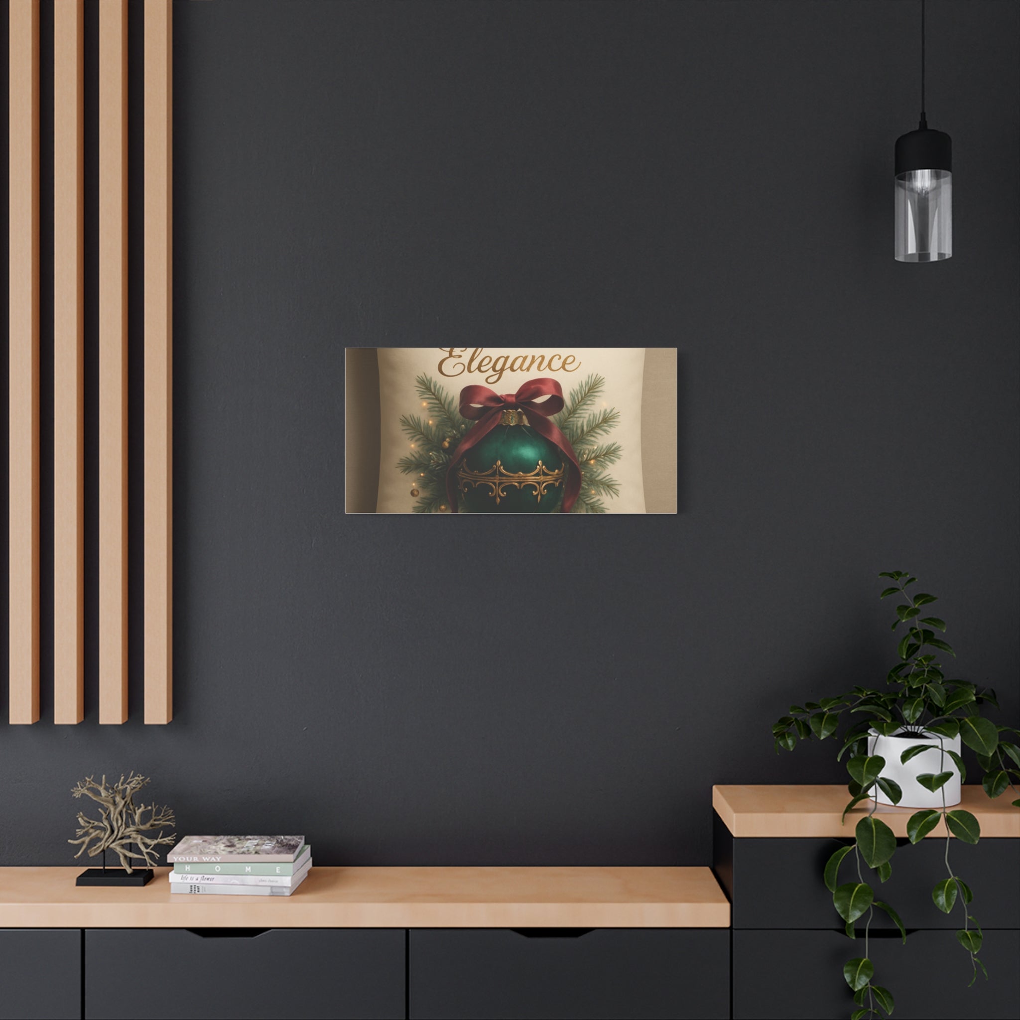 Festive Elegance Christmas Canvas Wall Art — Green Ornament Holiday Decor