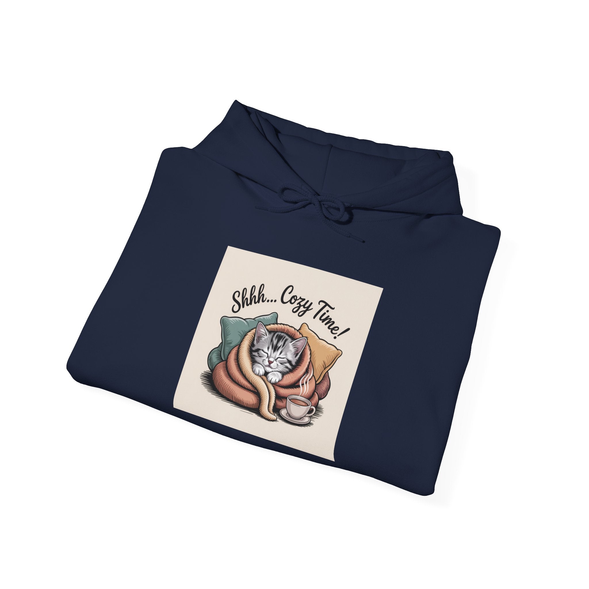 Cat Nap Hoodie – "Shh... Cozy Time!" Cute Sleeping Cat Graphic Sweatshirt