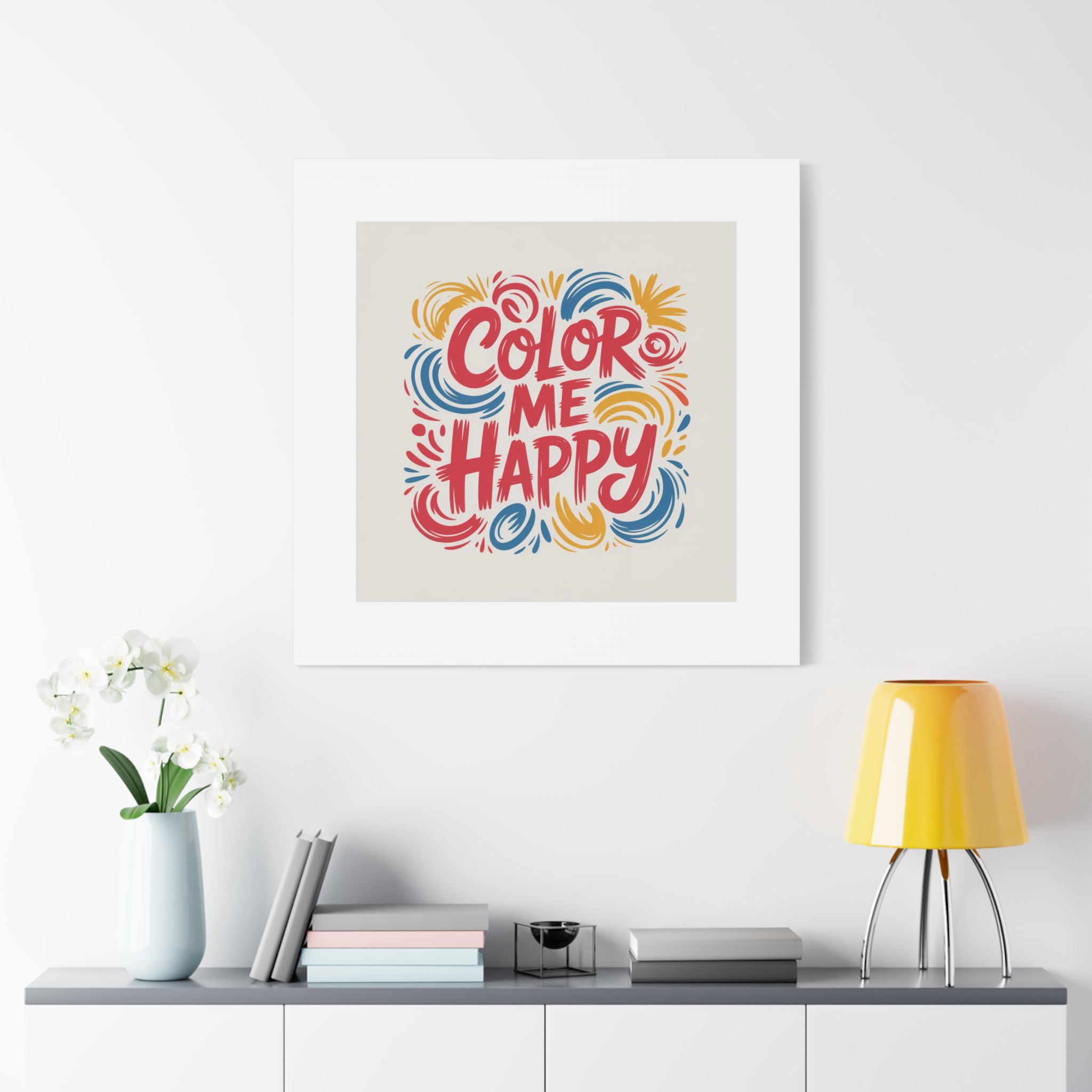 Color Me Happy Canvas Wall Art — Bright Hand-Lettered Inspirational Print