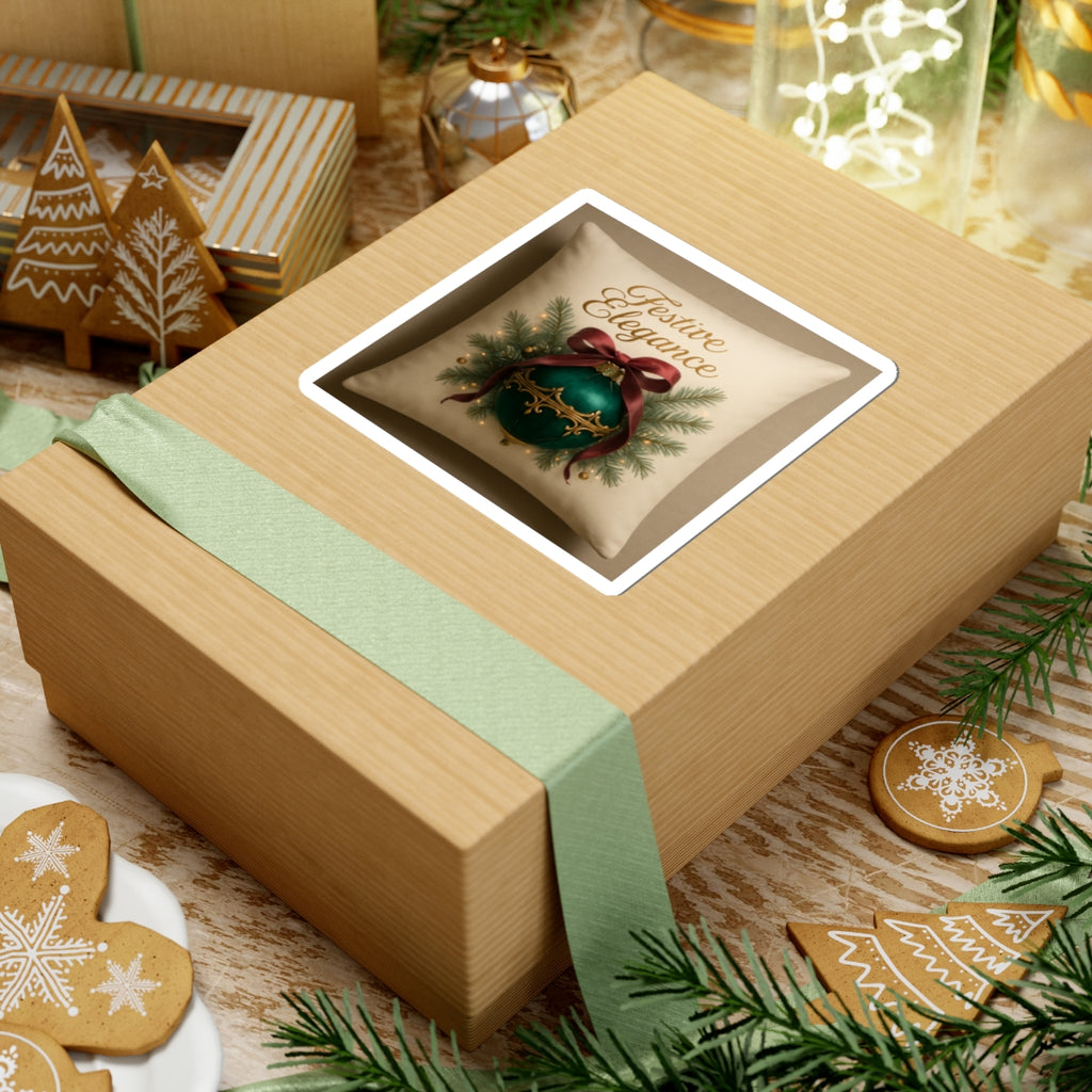 Festive Elegance Holiday Ornament Sticker — Kiss-Cut Christmas Decal