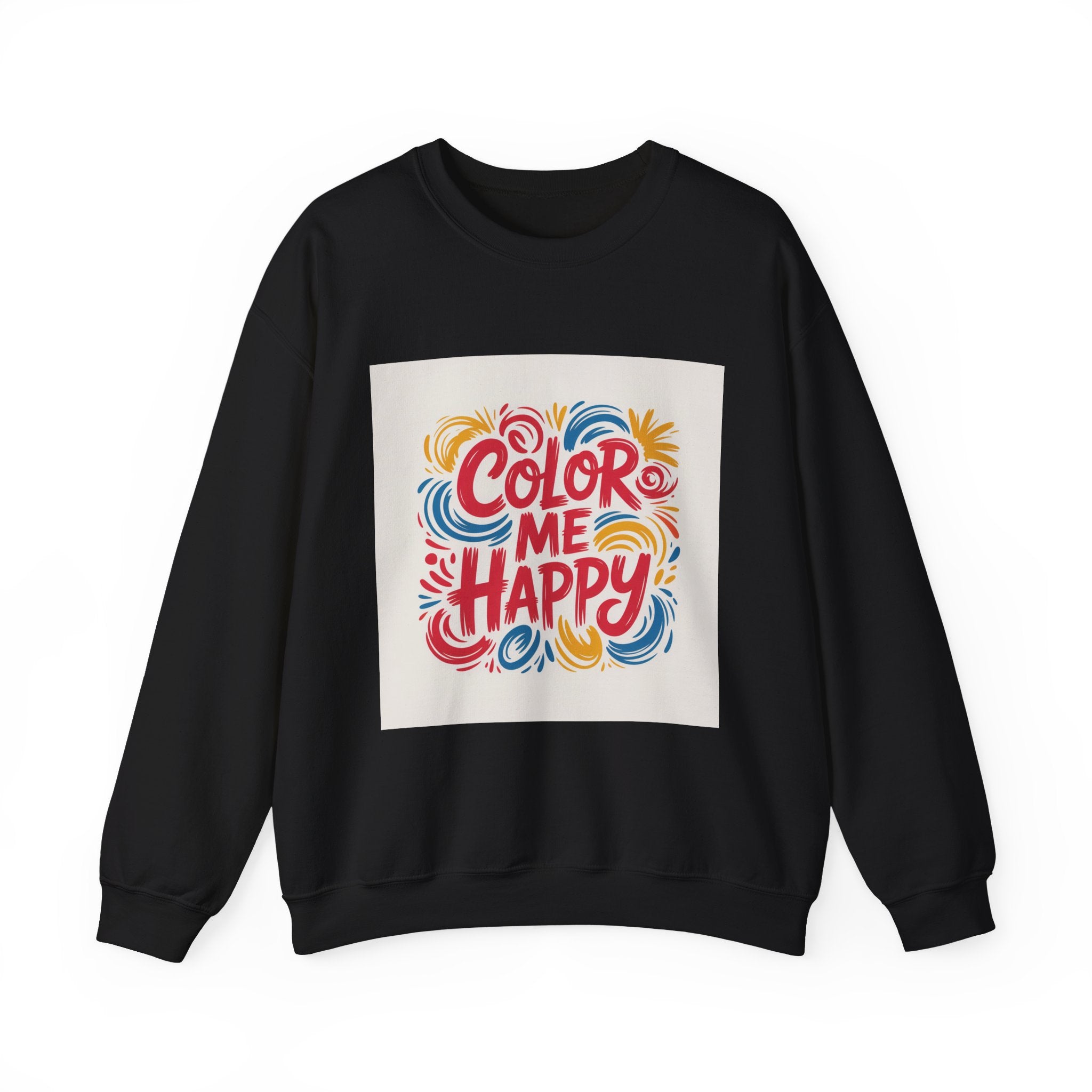 Color Me Happy Crewneck Sweatshirt — Bright Retro Typography Pullover