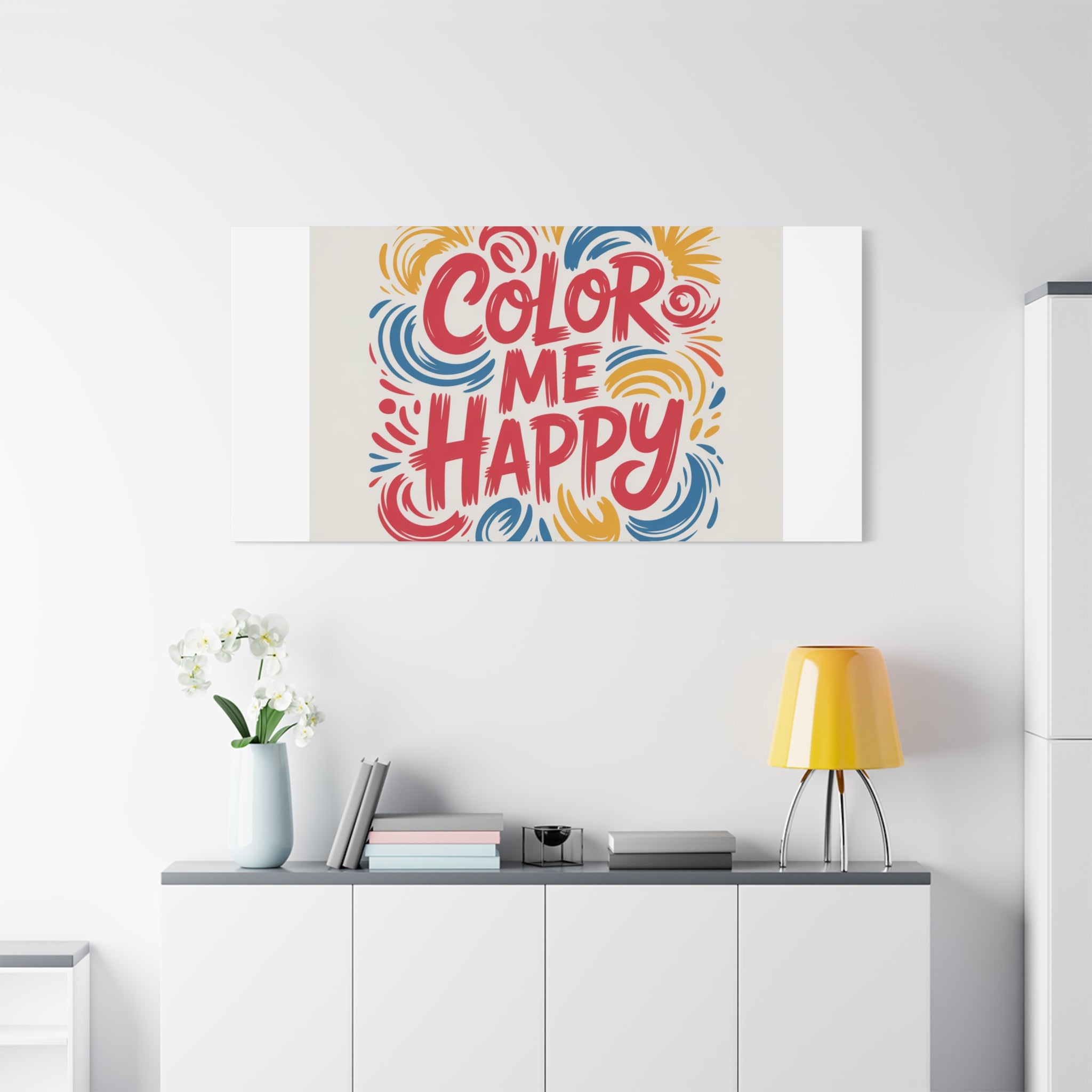 Color Me Happy Canvas Wall Art — Bright Hand-Lettered Inspirational Print