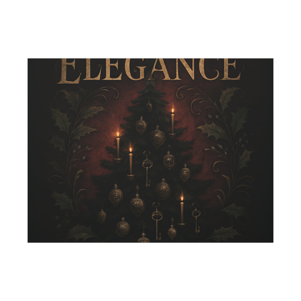 Elegance Christmas Canvas Wall Art — Vintage Candlelit Tree Matte Stretched Print