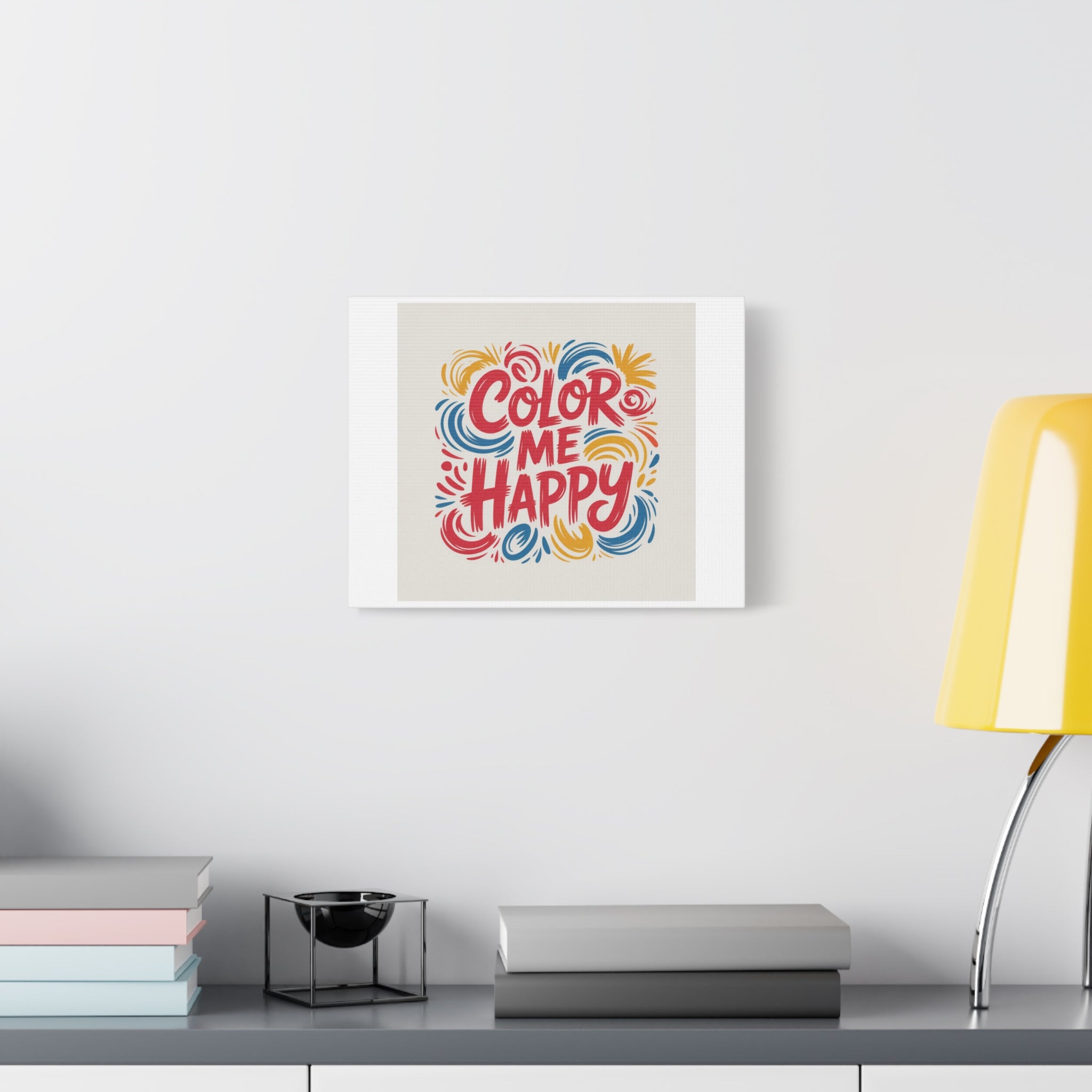 Color Me Happy Canvas Wall Art — Bright Hand-Lettered Inspirational Print