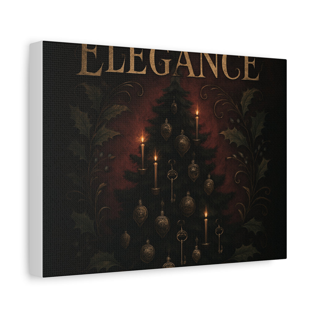 Elegance Christmas Canvas Wall Art — Vintage Candlelit Tree Matte Stretched Print
