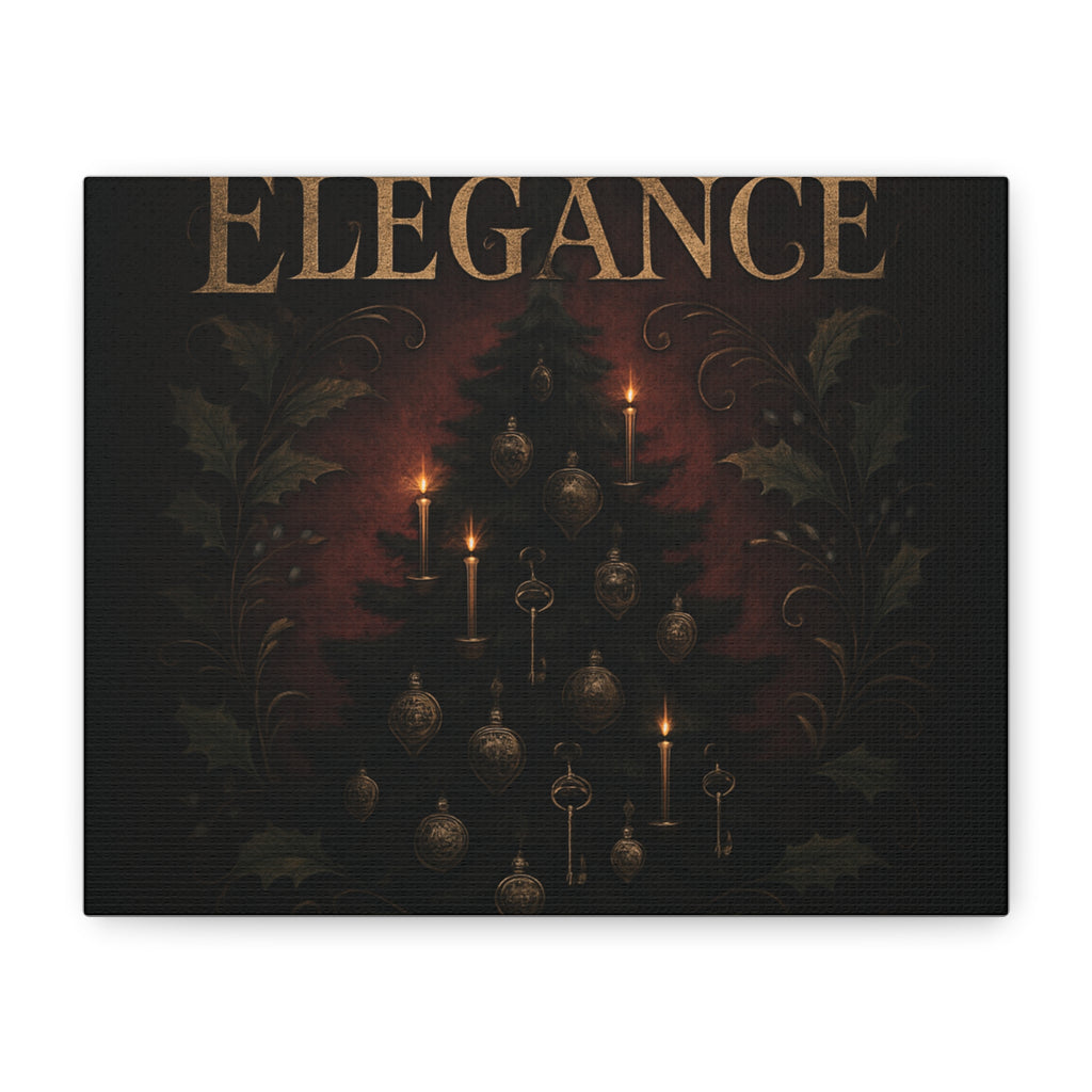Elegance Christmas Canvas Wall Art — Vintage Candlelit Tree Matte Stretched Print