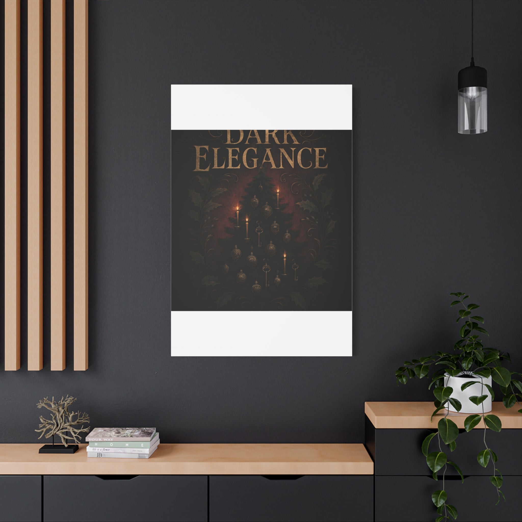 Elegance Christmas Canvas Wall Art — Vintage Candlelit Tree Matte Stretched Print
