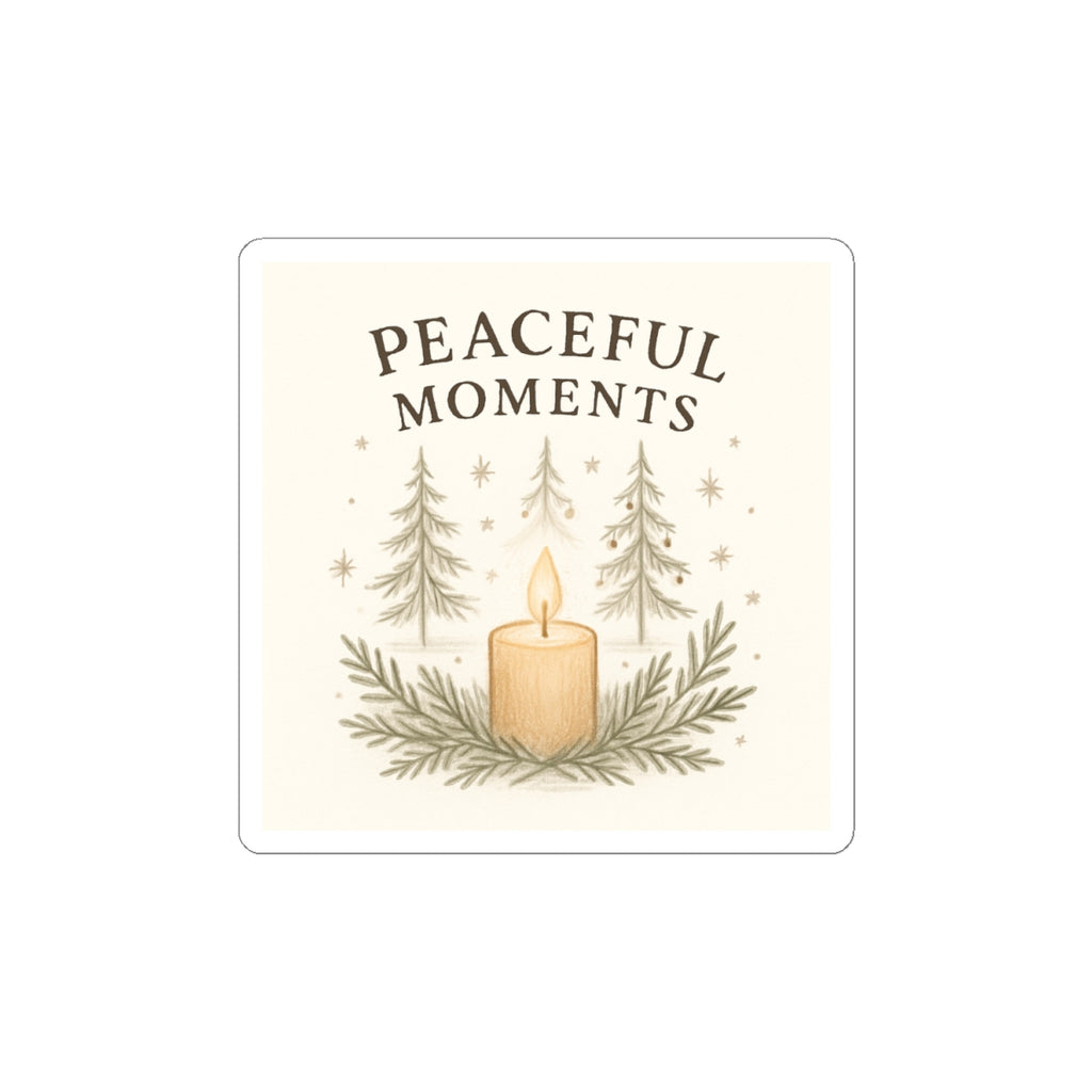 Peaceful Moments Candle Sticker — Cozy Winter Nature Kiss-Cut Sticker