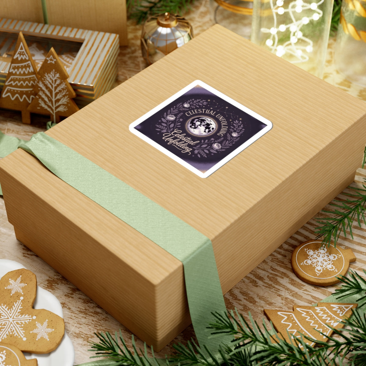 Celestial Unfolding Moon Sticker — Mystical Floral Laptop Decal