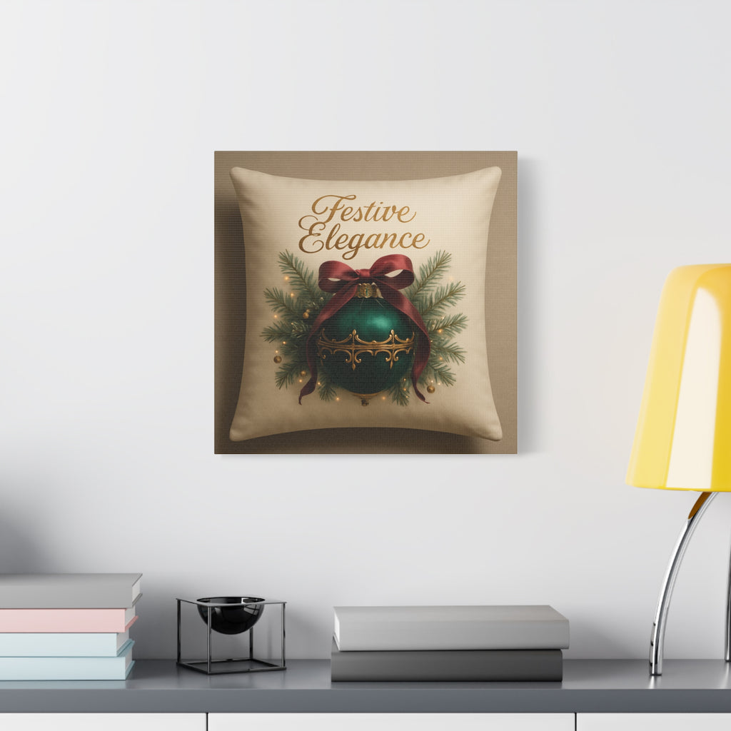 Festive Elegance Christmas Canvas Wall Art — Green Ornament Holiday Decor